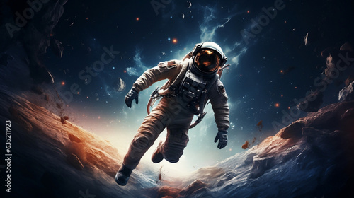 Astronaut flying zero gravity in space new quality universal colorful technology design illustrative image generative artificial intelligence © Taisiia