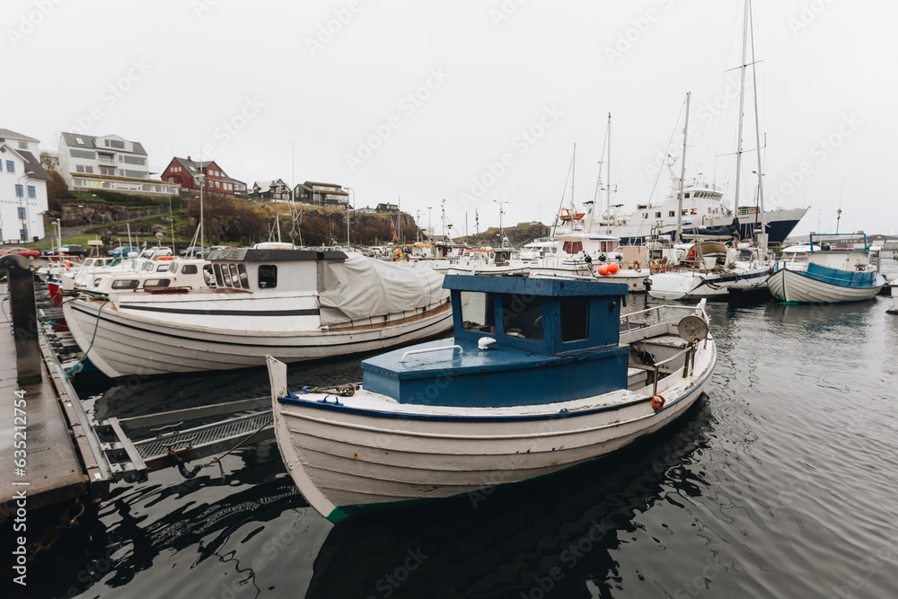 boats in the harbor of Torshavn, capital of Faroe Islands