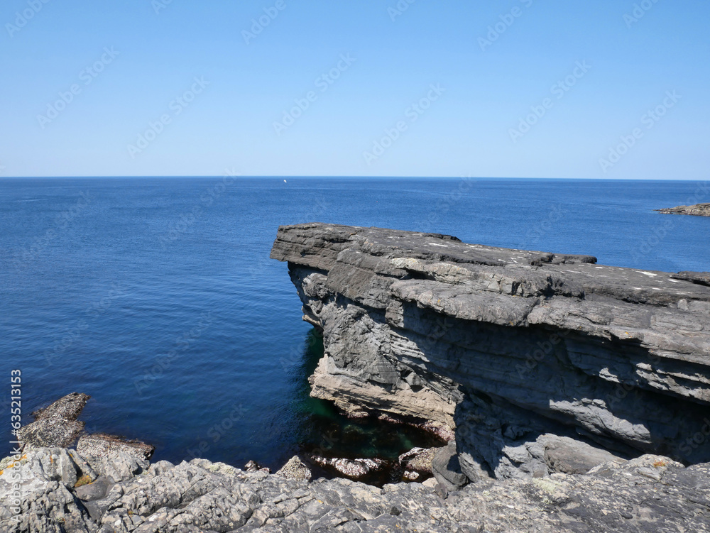 Cliffs and Atlantic ocean, rocks canyon and laguna, beauty in nature. Vacation travel background