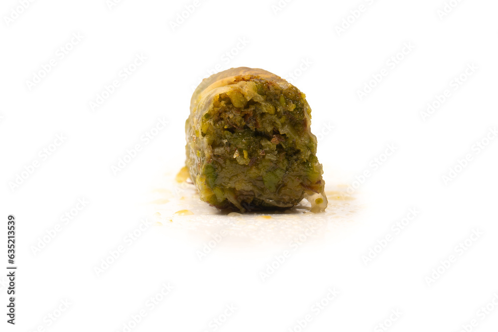 Turkish pistachio baklava isolated on white background. Turkish pistachio baklava isolated on white background.