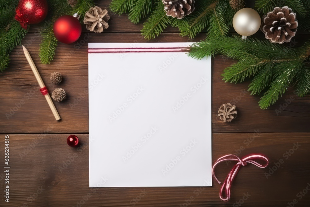 Obraz premium Christmas letter writing on paper on wooden background