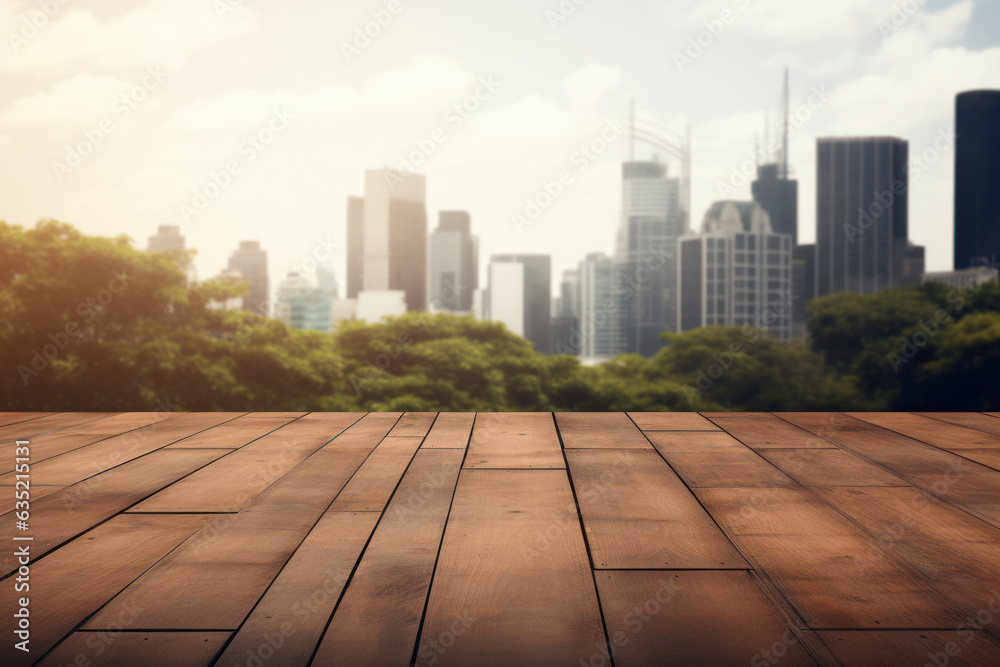 Urban Nature Graphic Resource: Wood Floor with Trees, Cityscape, Clouds Background: Empty Space for Text Design Generative AI Urban Nature Graphic Resource: Wood Floor with Trees, Cityscape, Clouds Background: Empty Space for Text Design Generative AI