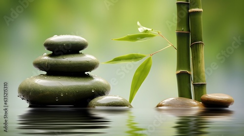 Pebbles  Balance  and Bamboo  Zen  AI Generated