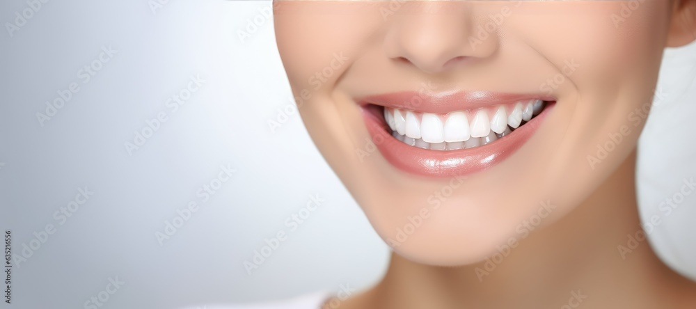 Female smile with white teeth. Whitening and dentist concept Female smile with white teeth. Whitening and dentist concept