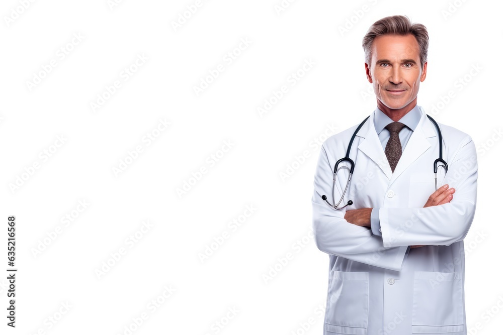 Doctor portrait with a stethoscope in a white background Doctor portrait with a stethoscope in a white background