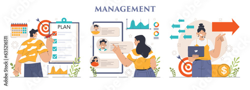 Management set. Successful strategy development and business planning.