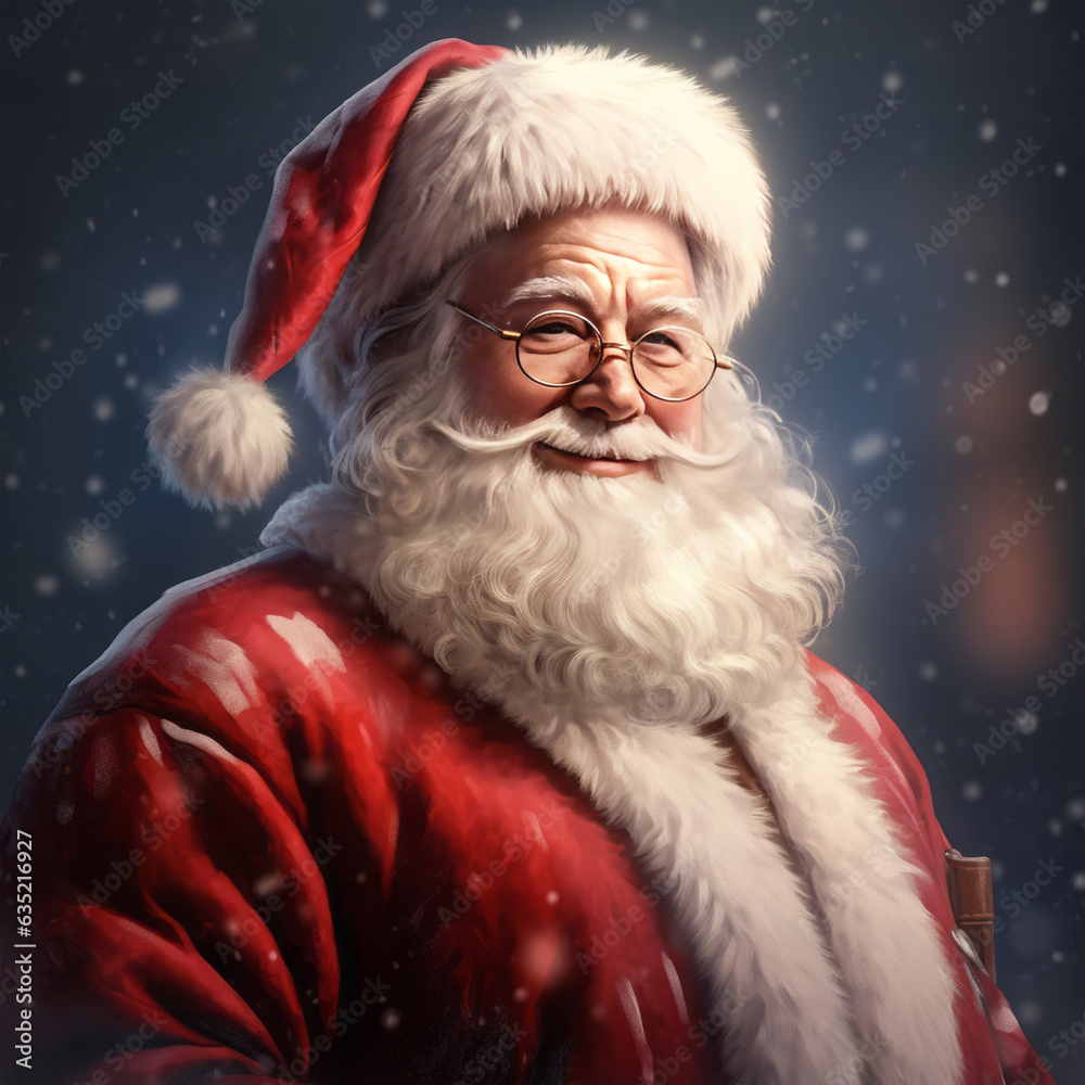 Santa Claus with glasses and a beard - Christma Illustration
