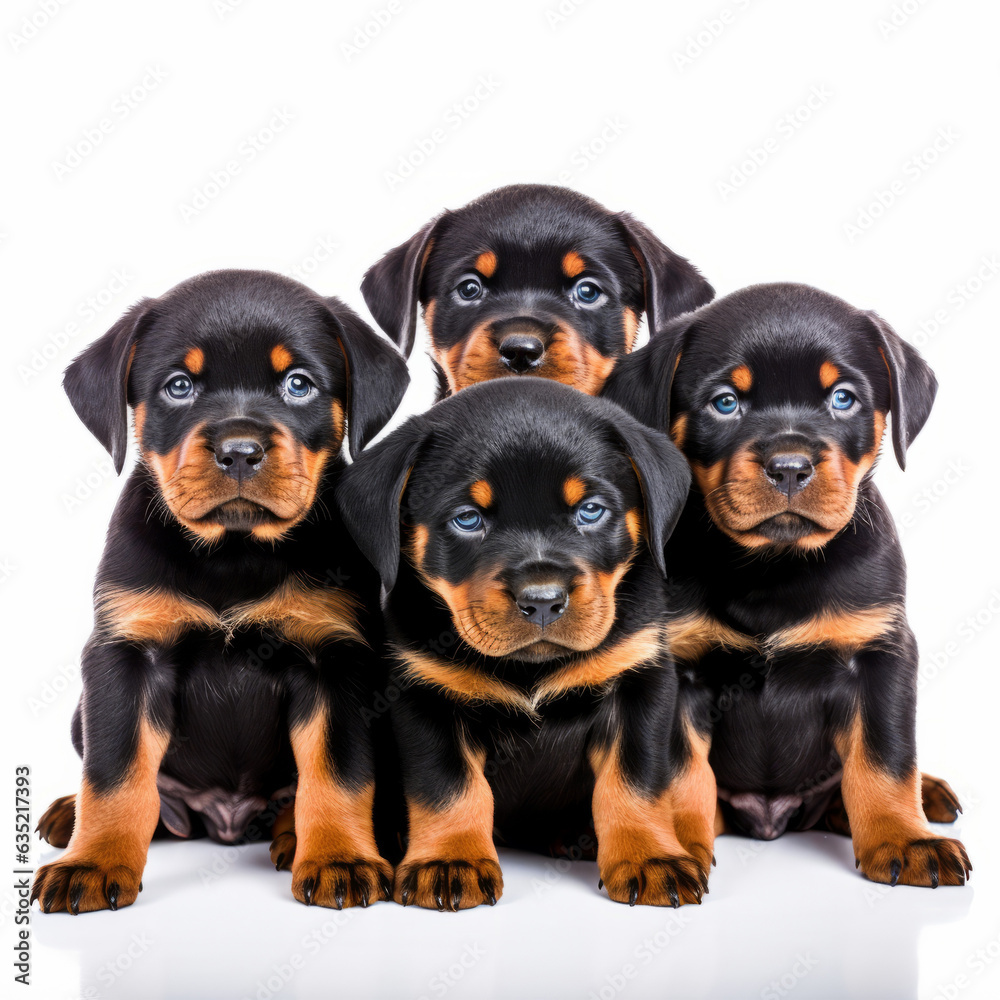 Illustration of three adorable puppies sitting together
