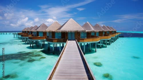 Beautiful background with villas on the sea 