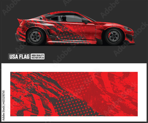 Car decal design vector. Graphic abstract stripe racing background kit designs for wrap vehicle