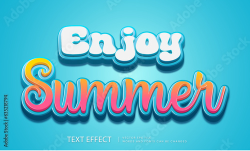 enjoy summer colorful modern 3d editable text effect and typography design