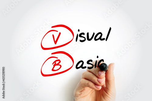 VB - Visual Basic is a name for a family of programming languages, acronym text concept with marker photo