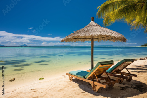 beach vacation photo with umbrella and chairs - beach holiday © Unicorn Trainwreck