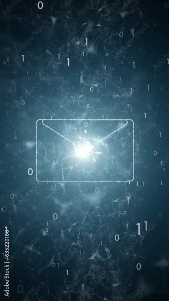 Email icon on vertical digital technology background. Concept business ...