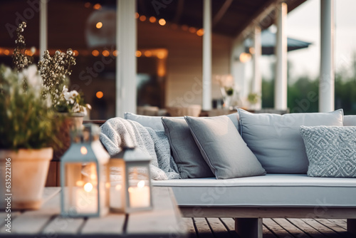 Cottage outdoor furniture and countryside house patio and terrace decor, garden lounge in country style, generative ai
