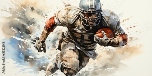 AI Generated. AI Generative. American football player athlete champion game sport draw paint watercolor art. Sport game motivation inspiration poster