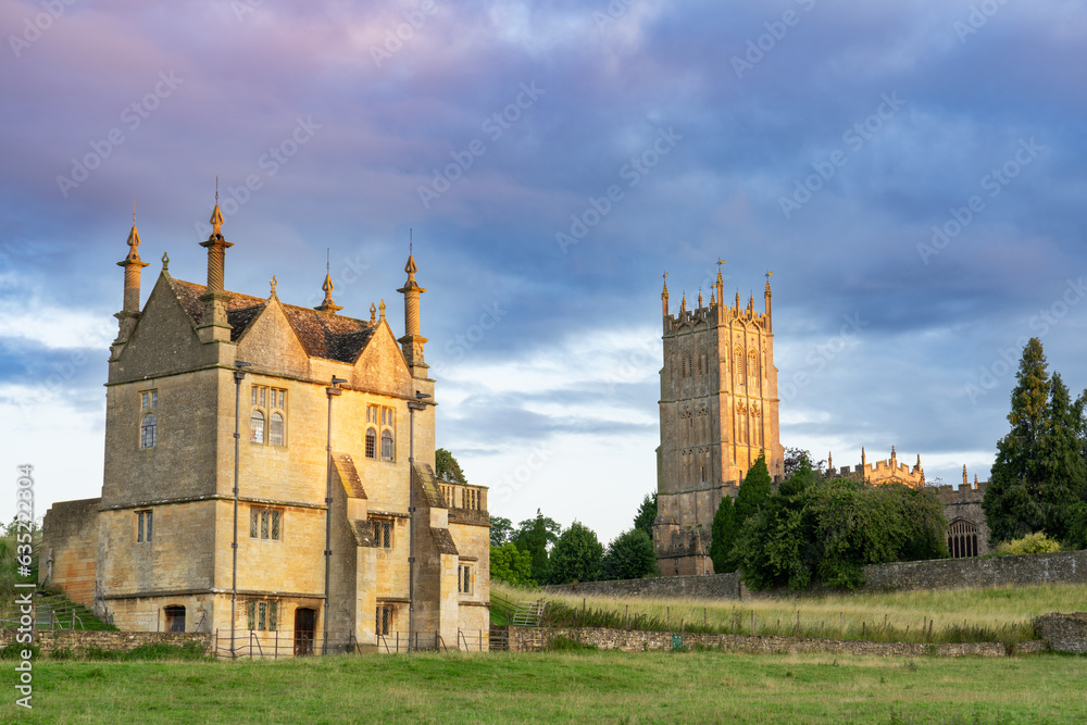 St James' Church at sunrise in Chipping Campden. Cotswold . England