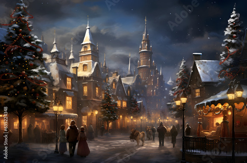 Holiday Seasonal Wallpaper of Dreamy Christmas Town