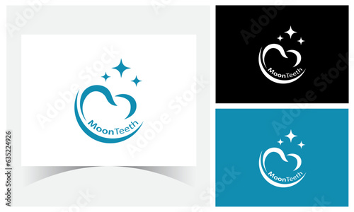 Moon Teeth Logo Design Template. Dental Logo Design.