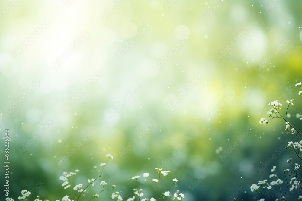 blurred spring or summer season abstract nature background with lots of bokeh and a bright center spotlight. ai generative. blurred spring or summer season abstract nature background with lots of bokeh and a bright center spotlight. ai generative.