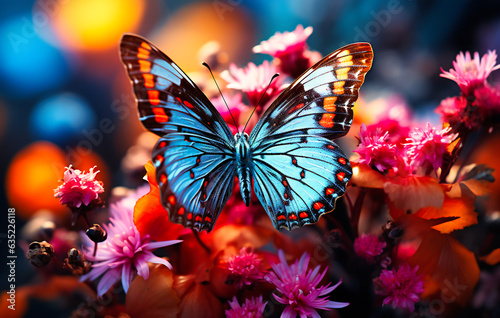 butterfly wallpapers with beautiful flowers and blue sky © MdIqbal