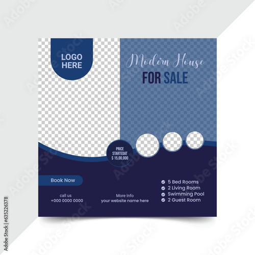 Real estate home sale social media post banner template For business digital marketing vector design
