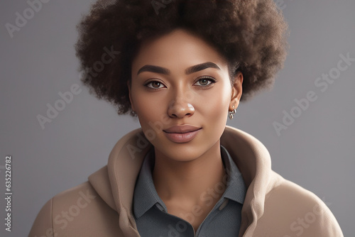 3d portrait of a confident strong woman of African American appearance.