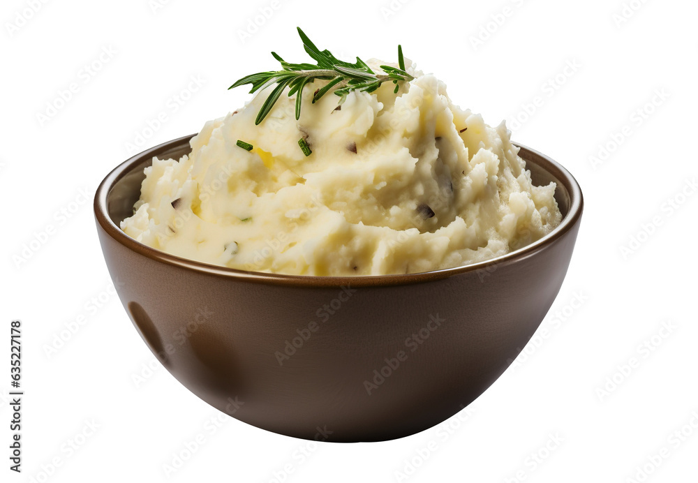 Garlic mashed potatoes on transparent background. Generative AI.