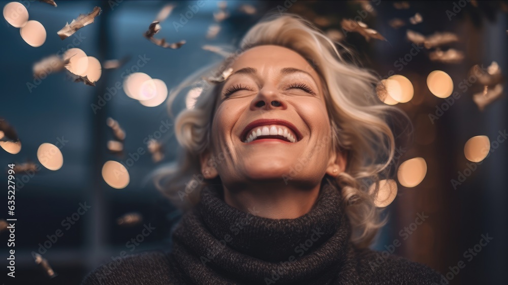 Happy old woman celebrating new year Happy old woman celebrating new year