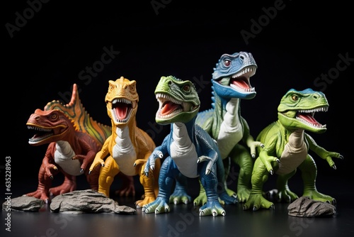 Studio shot of toy dinosaurs photo