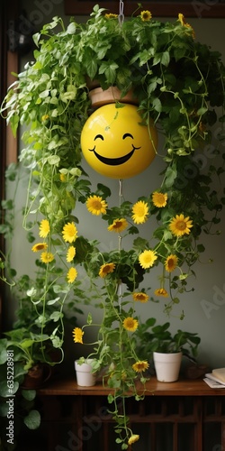 the famous smiley plant scagliola, minimalist, elegant garland photo