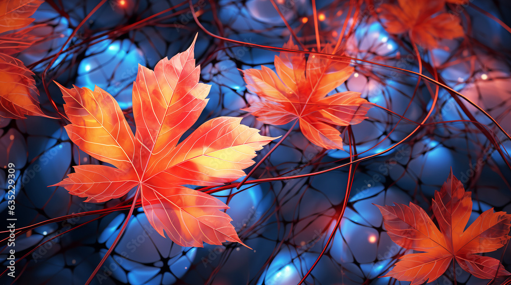 Illustration still life on the theme of autumn leaves,Generated by AI,