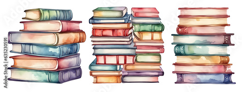 Obraz na płótnie Watercolor Set of stack of books w salonie