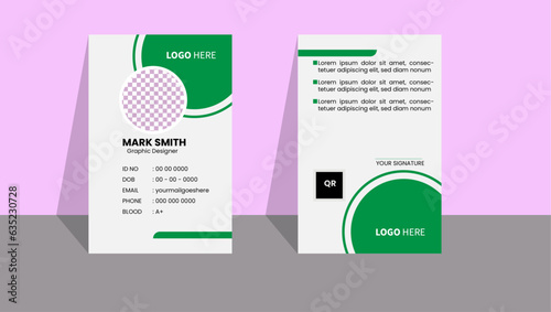 Modern ID Card Template with an author photo place  Office Id Card Layout Employee Id Card for Your Business or Company


