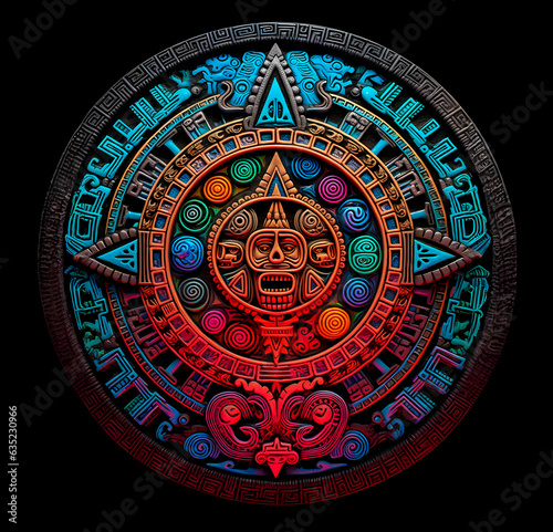 Aztec Calendar - Colorful - Generative AI