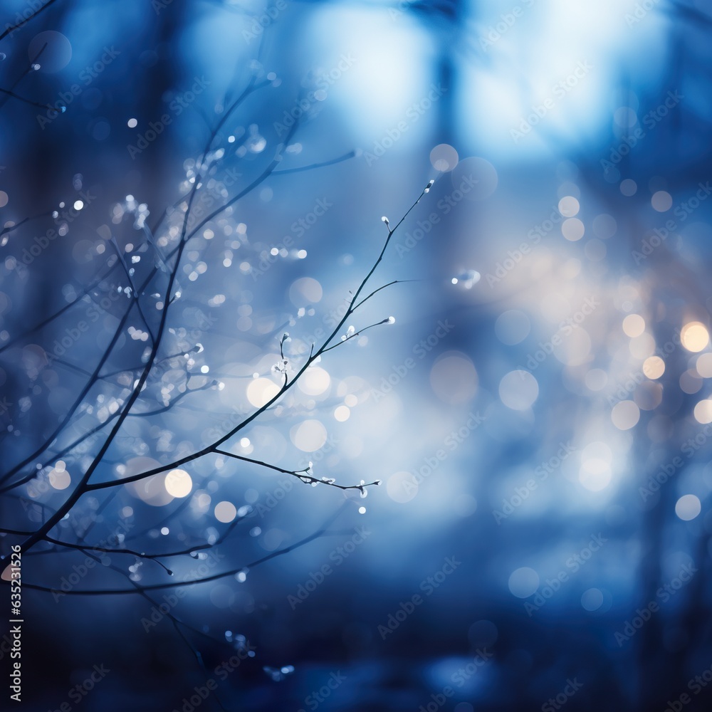 Out of focus blurred winter season abstract nature background with lots of bokeh. ai generative.