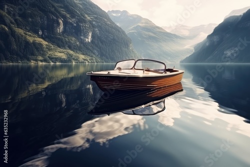 Small boat on a mountain lake. © GalleryGlider