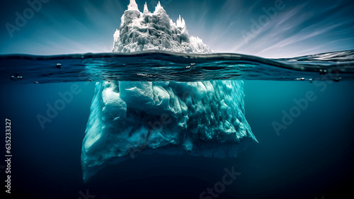 Iceberg dans l'eau, vue de la partie cachée de l'iceberg - Générative IA