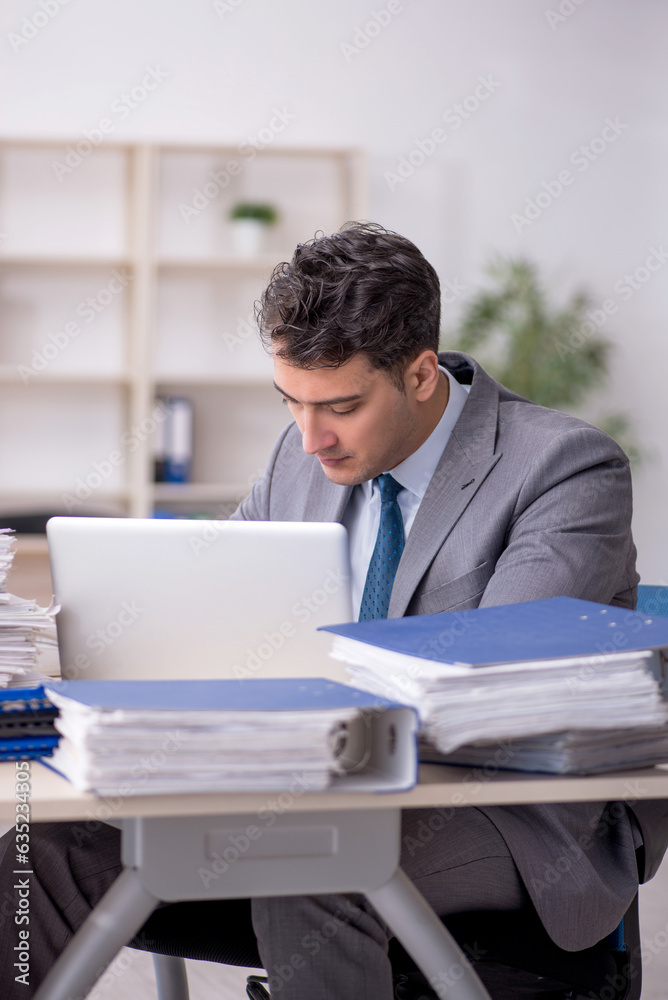 Young male employee working in the office Young male employee working in the office