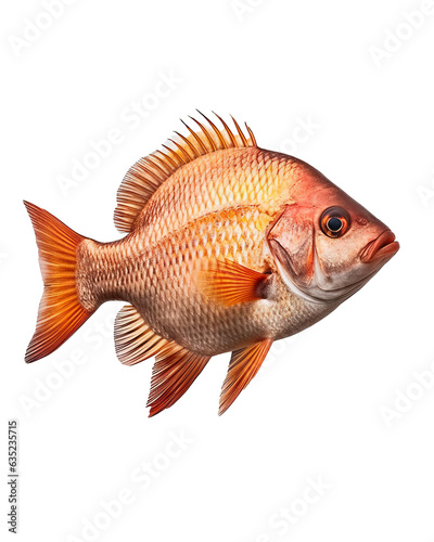 Red tilapia fish isolated on white background