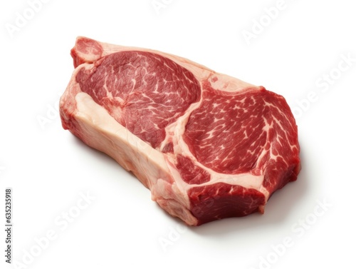 bone-in steak on a white background. Generated by ai