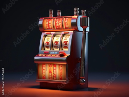 Slot machine wins the jackpot. 777 Big win concept. Casino jackpot.. Generated by ai © Yuliia