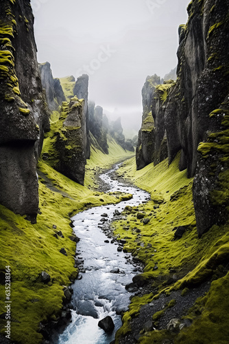 Obraz na płótnie Paysage montagneux  d'Islande avec falaises -  Générative IA
