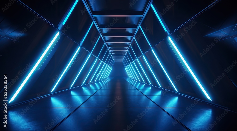 futuristic a neon light lighting, in the style of sharp perspective angles - obrazy, fototapety, plakaty 