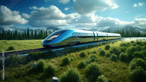 An awe-inspiring image of a magnetic levitation train, illustrating the future of efficient, high-speed rail travel