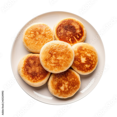 A Plate of English Muffins Isolated on a Transparent Background