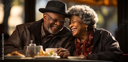 Happy black elderly couple  generative ai