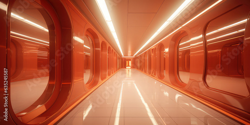 Modern Interior corridors. Empty hall in futuristic style interior. 3d render illustration style. 