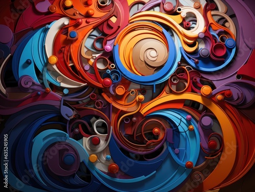 Illustration of a vibrant abstract painting filled with colorful circles. Generative AI