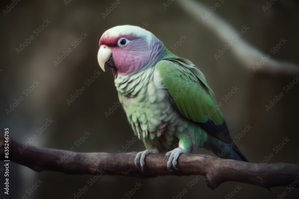 A green with pink parrot